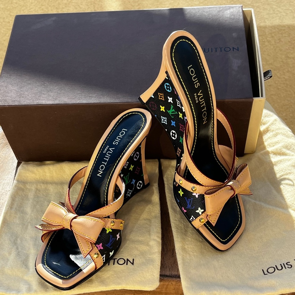 ✨Authentic Louis Vuitton Limited Murakami Brand New Multi Color Black Wedge